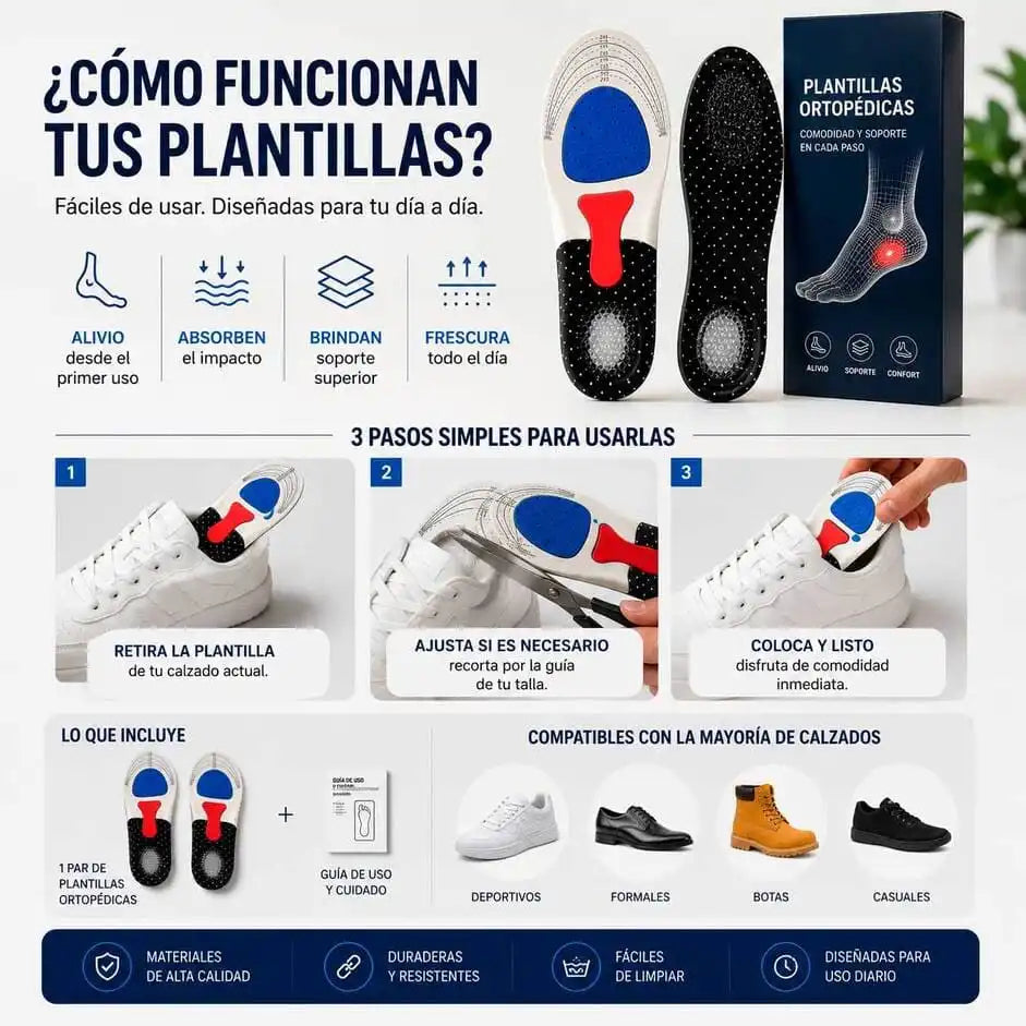 Claudy® Plantillas Ortopédicas | Alivia Dolor de Pies y Fascitis Plantar (Lleva 2 Paga 1)